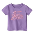 thumbnail image 4 of LUOGENLI T-Shirt pour Filles Mode Décontractée Imprimé Col Rond Manches Courtes T-Shirt Maxi pour Filles 2025 Fendu Violet 12-13 Ans, 4 of 4