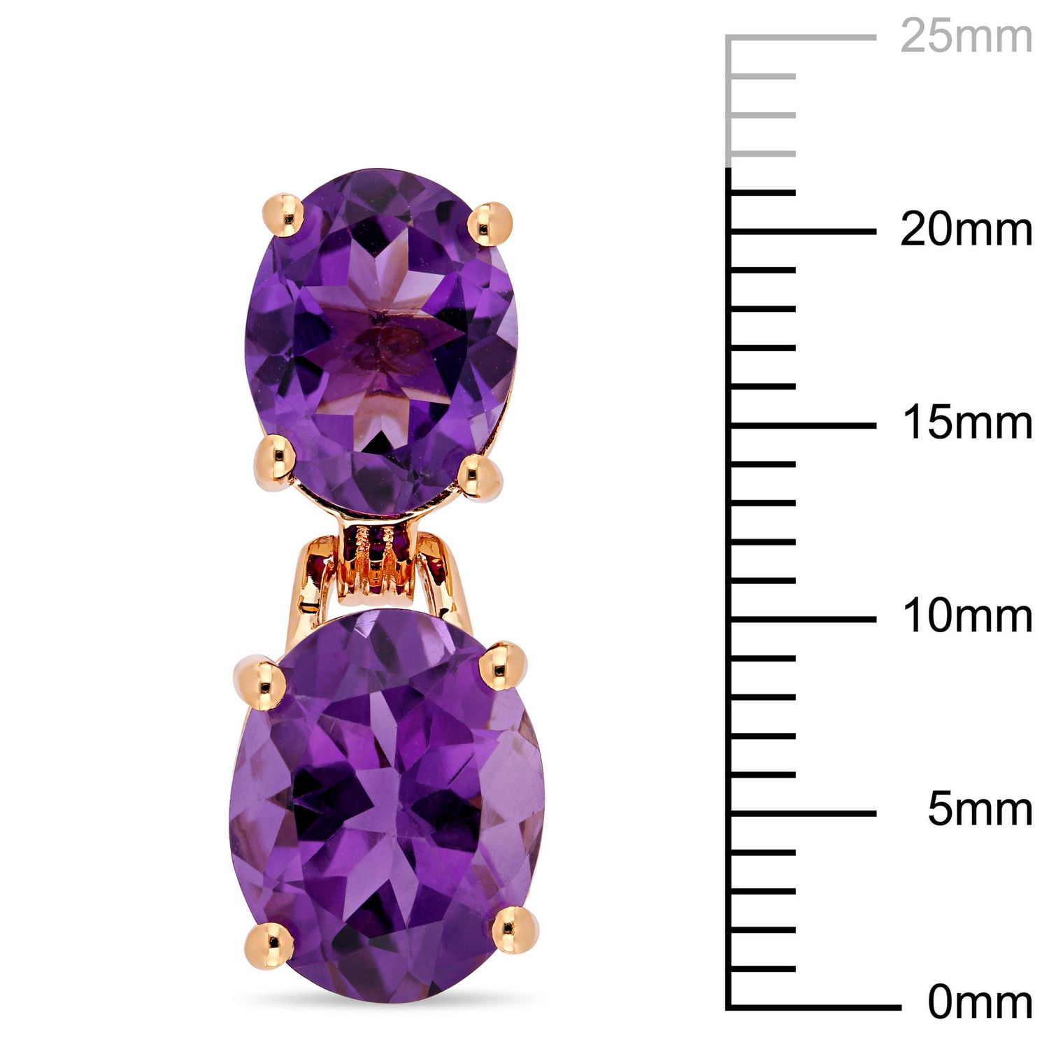 Boucles d'oreille Tangelo avec améthystes ovales 8-1/10 CT PBT en argent plaqué de rhodium rose