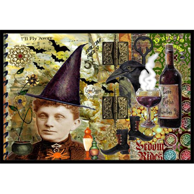 Carolines Treasures PJC1069MAT Broom Rides And Spells Halloween Indoor & Outdoor Mat- 18 x 27 in.