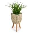 thumbnail image 3 of Truu Design Decorative Woven Paper Planter Set with Wooden Legs, 3 of 6