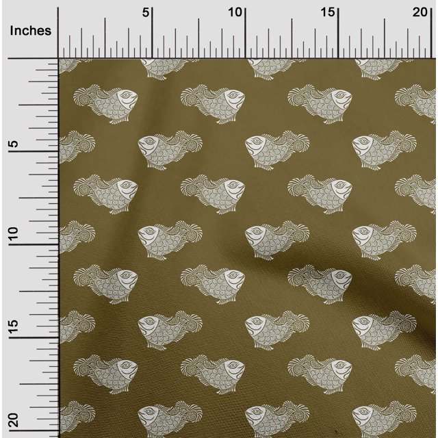 oneOone Tissu Polyester Lycra Bloc de Poisson Tissu de Décoration Imprimé BTY 56 Pouces de Large