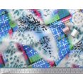 thumbnail image 2 of Soimoi Blue Rayon Fabric Geometric & Leopard Animal Skin Print Fabric by Yard 42 Inch Wide, 2 of 3