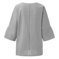 thumbnail image 3 of Hauts d'Été pour Femmes 2023 Femmes Été Aguichant Imprimé Régulier Bouton Col Rond Manches Trois Quarts Femmes Manches Courtes Haut Bohème Grande Taille T-Shirt pour Femmes, 3 of 4