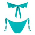 thumbnail image 3 of Womens 2 Piece Swimsuits Solid Color Strapless Backless Gathering Separate Bikini Sky Blue Womens Bathing Suits M, 3 of 3