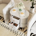 thumbnail image 2 of Gymax Table de Chevet 2 Pcs avec 2 Tiroirs Table de Chevet en Faux Marbre pour Petit Espace, 2 of 10