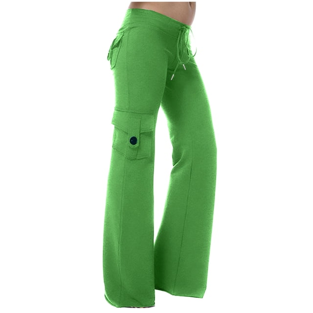 Timegard Womens Pants Workout Comfy High Waist Wide Leg Trousers Straight Solid Colar Pants with Button Pocket