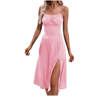 Staron Robes d'Été pour Femmes 2025 Printemps Mignonne Ado Bohème Fendue Fluide Robe d'Été Décontractée Ample à Bretelles Spaghetti Voyage Vacances Robes