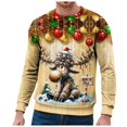 thumbnail image 3 of Ediodpoh T-Shirt de Sport à Col Rond pour Homme de Noël à Manches Courtes d'Hiver T-Shirt de Sport à Col Rond Chandail à Col Rond pour Homme Jaune Pâle_003 L, 3 of 6