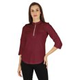 thumbnail image 1 of Inkmeso Stylish Mandarin Collar Top For Women Casual Solid Relaxed-Fit Zipper Front Tunic, 1 of 7
