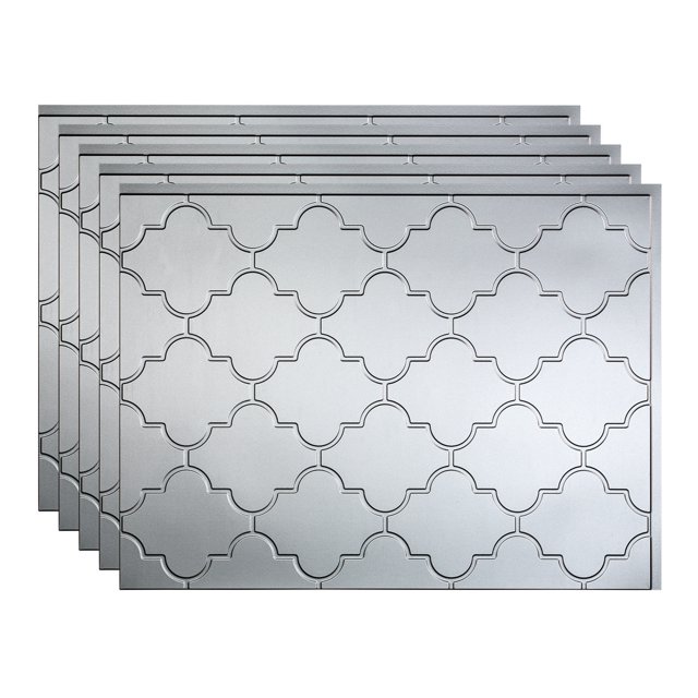 Fasade 18in x 24in Monaco Argent Silver Backsplash Panel 5 Pack
