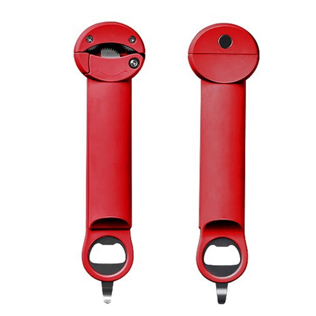 Multifunctional Bottle Opener Retractable Can Opener with Magnetic Back Adjustable Jar Lid Gripper for Weak Hands