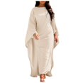 thumbnail image 1 of Wijhcboe 2025 Robe de Soirée en Satin Mode Été Jupes Robe Abaya Femmes Musulmanes Robe Hijab pour Femmes Style Élégant Uni Col Rond Hijab Longue Robe Manches Chauve-Souris Ample Robe Maxi Vêtements pour Femmes, 1 of 5