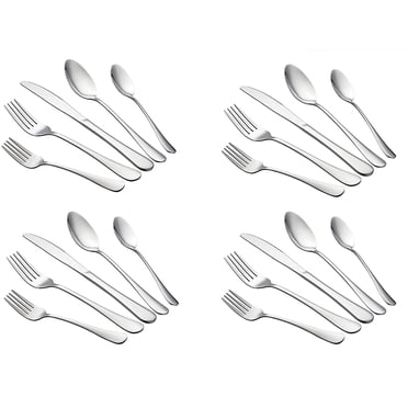 Ensemble de Couverts en Acier Inoxydable, Ustensiles de Table Incluant Couteau Fourchette Cuillère, Fini Miroir, Va au Lave-Vaisselle