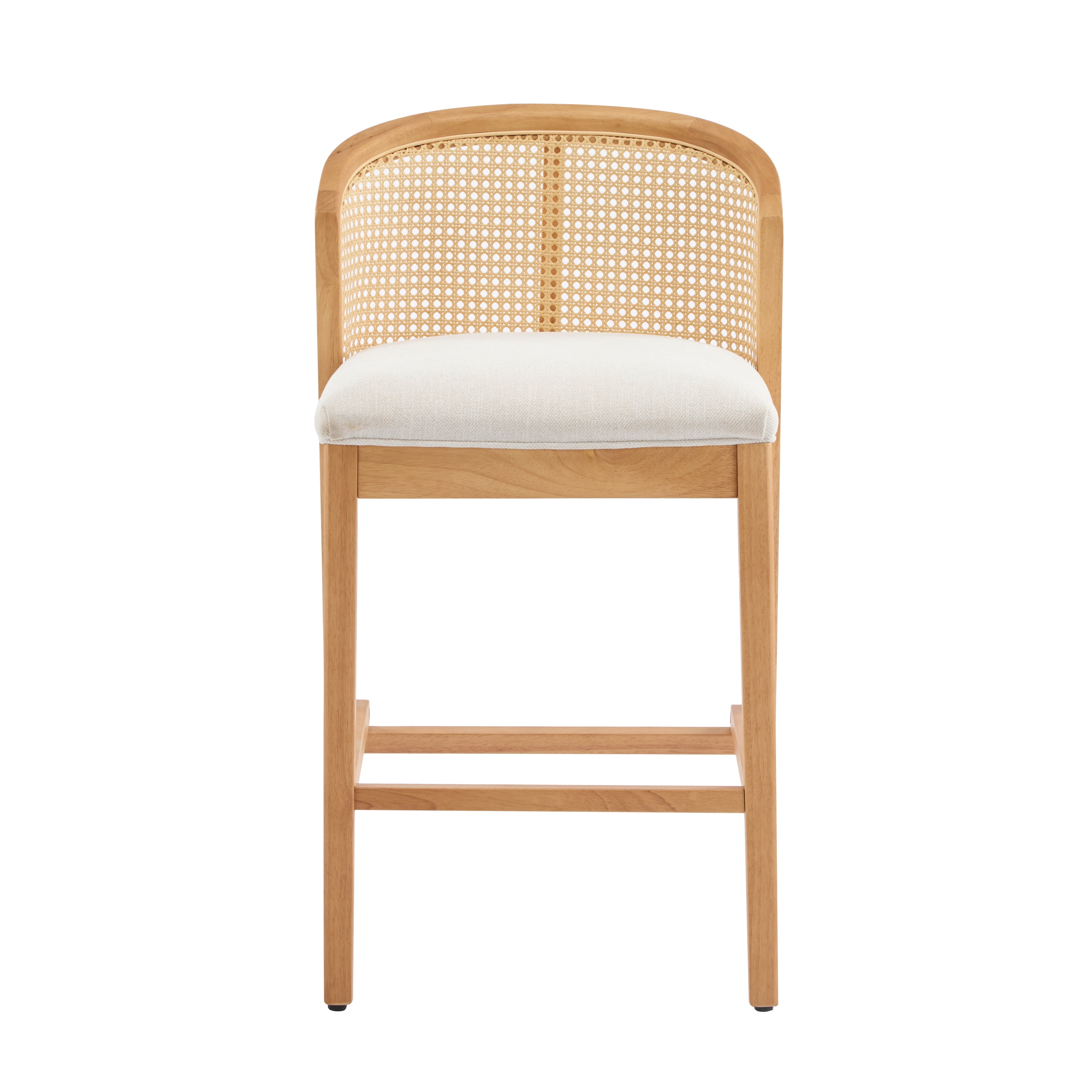 Ensemble de 2 tabourets de bar en bois Tatti de Noble House, revêtement beige, naturel et beige