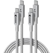OXAA 3.3' USB-C to USB-C Cable, Silver, 2 Pack Fast Charging Cable 60W, Durable & High-Speed, Compatible with iOS, Android, and Laptops