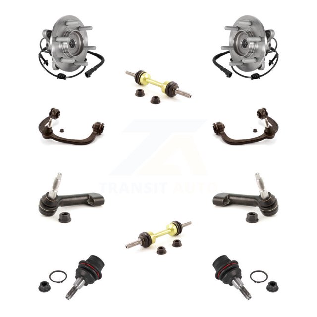 Transit Auto Front Bearing Upper Control Arm with Ball Joint Lower Outer Tie Rod Sway Bar Stabilizer Link Kit (10Pc) for Car Ford Expedition Lincoln Navigator 4WD Left Right Side K7T-110891