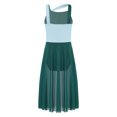thumbnail image 4 of Lejafay Robe de Danse Lyrique Sans Manches pour Filles Justaucorps Color Block Fête Danse Vert Foncé 6, 4 of 8