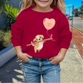 thumbnail image 2 of PMVFHDE Chandails à Col Rond Fille Automne et Hiver Saint-Valentin à la Mode et Intéressant Imprimé Chiot Chandail à Capuchon pour Enfants Rouge, 5-6 Ans, 2 of 4