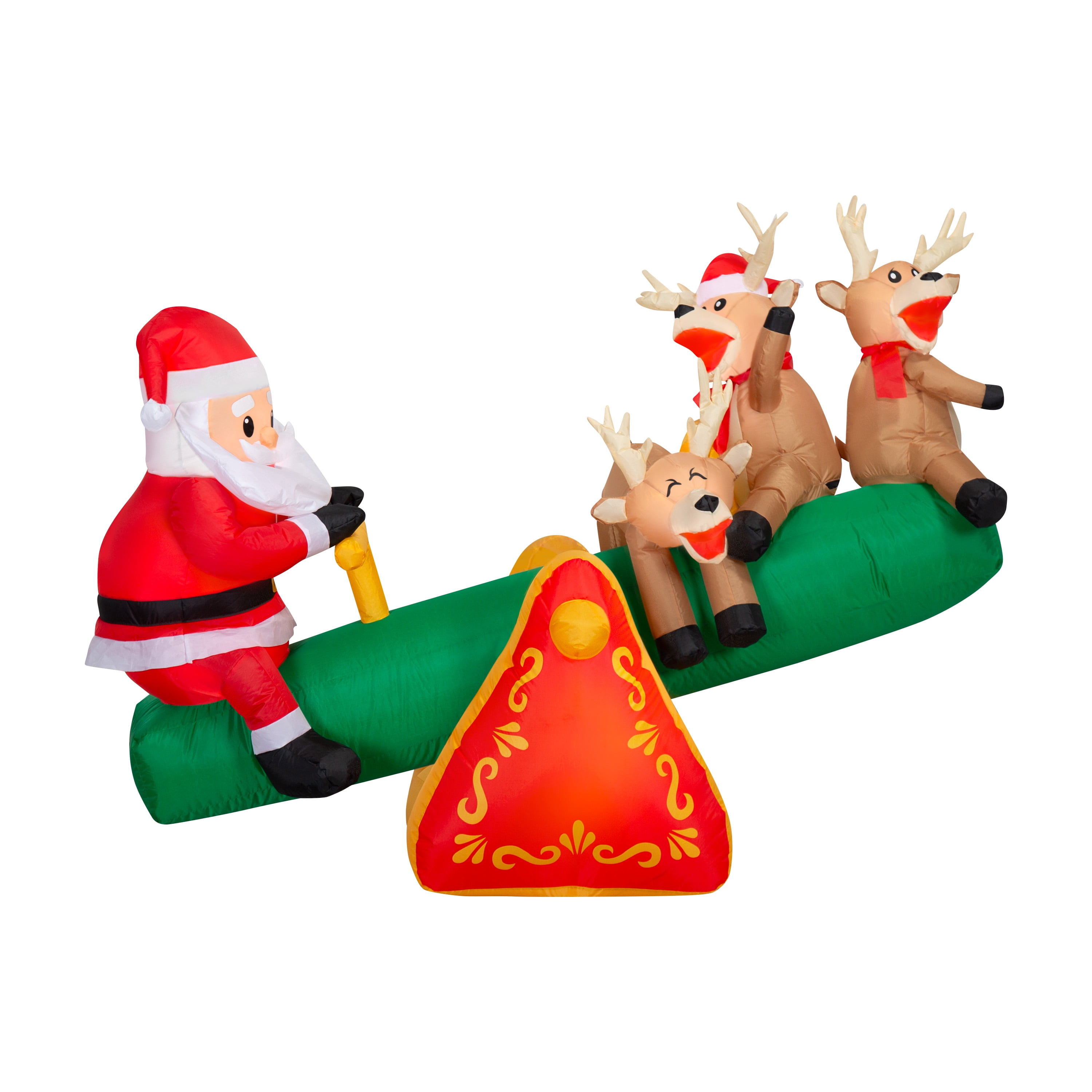 Christmas Airblown Holiday Light Animated Teeter Totter Santa w/Reindeer 77.9526 in x 37.4016 in x 63.7794 in x 7.7176 lb