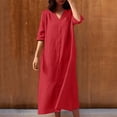 thumbnail image 1 of Gspmoly Robes pour Femmes, Robe d'Été Unie à Manches Courtes et Col en V pour Femmes, Robes de Soirée pour Femmes jusqu'à 65 % de Rabais, 1 of 6