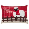 thumbnail image 1 of SARO LIFESTYLE Plaid Christmas Sheep Throw Pillow, 13" x 20" Poly Filled, Red, 1 of 4