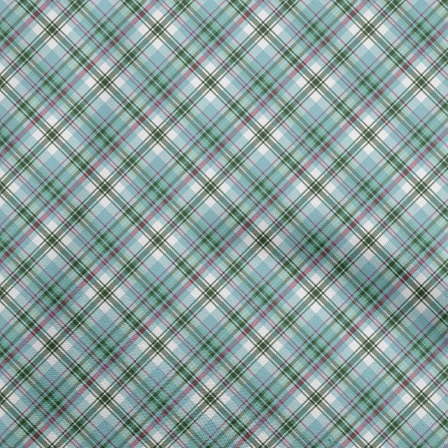 oneOone Cotton Flex Light Blue Fabric Check Sewing Material Print Fabric By The Yard 40 Inch Wide