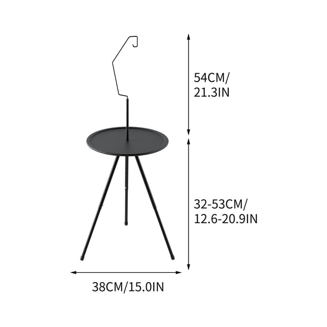Yhmxh Petite Table Ronde Pliante d'Extérieur Portable et Réglable Table de Camping Équipement de Camping Pique-Nique à Double Couche avec Support pour Lumière Table Basse