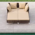 thumbnail image 4 of Gymax Outdoor Rattan Double Daybed Wicker Chaise Lounge for 2 w/ Seat & Back Cushions Brown, 4 of 10