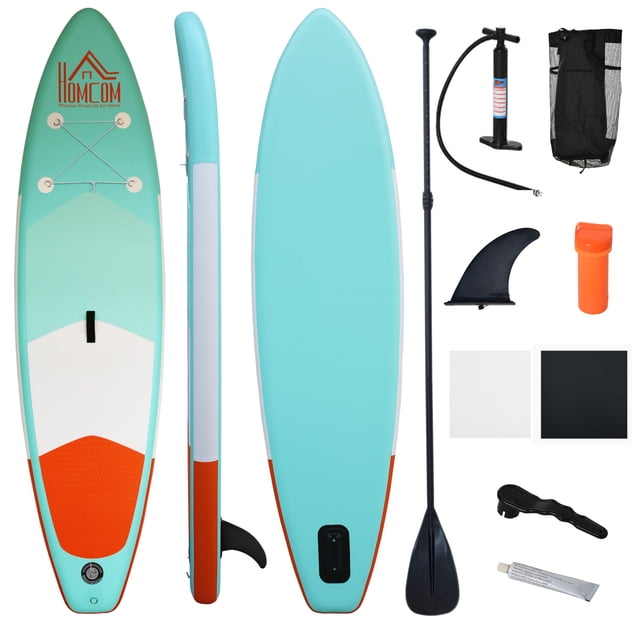 HOMCOM Planche à Pagaie Gonflable 10FT avec Ultra-Léger (20lbs) SUP pour Tous les Niveaux de Compétence Tout Inclus avec Stand Up Paddle, Paddle Réglable, Fixe Sac, Pompe à Air, Palme, Sac à Dos, Vert