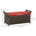 thumbnail image 3 of Outsunny Banc de Rangement en Osier 2-en-1 pour Patio avec Coussin Rouge - Ensemble de 1, 3 of 10