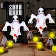 thumbnail image 2 of Feltree Halloween Inflatable Ghost Decoration with Rope, 27” Outdoor/Indoor PVC Hanging Pendant for Window Door Yard Party, Waterproof & Reusable Holiday Decor, 2 of 8