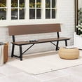 thumbnail image 3 of Costway 2 PCS 4-Person Bench with All-Weather HDPE Seat & Back Heavy-Duty Metal Support Brown, 3 of 9