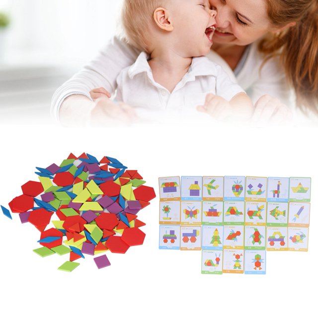 Jigsaw Puzzle Toy, Educational Bright Color Tangram Toys Round Edges Fine Workmanship for Kindergarten