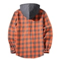 thumbnail image 3 of aohooy Plaid Jacket for Men - Stylish Casual Button Down Long Sleeve Fall Jackets Shacket with Pockets Orange,S, 3 of 3