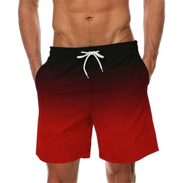 LOVZFMLL Men's Swim Trunks Quick Dry Swim Shorts for Beach and Swimming Gradient Color Bathing Suits with Pockets Red XXL