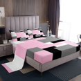 thumbnail image 1 of Erosebridal Geometric Sheet Set Twin, Square Rectangle Bedding Sets Twin Size, Abstract Stripe Decor 3pcs, 1 of 7