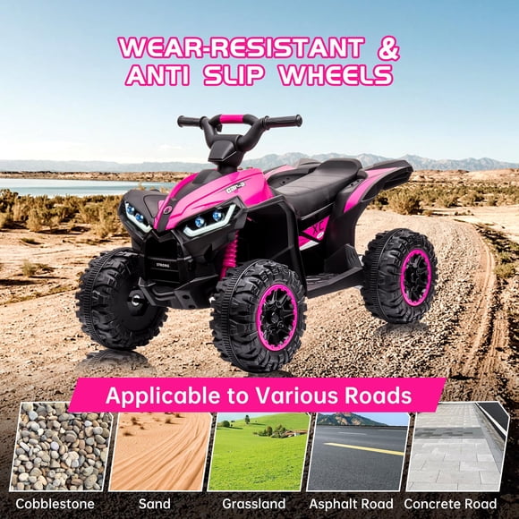 TROPOW Electric Ride On Cars with Remote Control,Kids Ride On ATV 4 Wheeler, Electric Battery-Powered with Remote Control, Music, Horn, Led Lights, USB Port, Treaded Tires