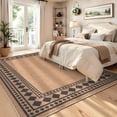 thumbnail image 3 of Garvee 10'x13' Modern Bordered Rug Solid Area Rug, Geometric Washable Rugs Stain Resistant Low Pile Rug Non Slip Indoor Outdoor Carpet for Living Room Bedroom Home Office, Coffee, 3 of 8