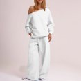 thumbnail image 2 of MeetoTime Ensemble 2 Pcs pour Femmes en Molleton, Chandail à Col Rond, Pantalon Grand, Survêtement, Tenue de Détente, 2 of 6