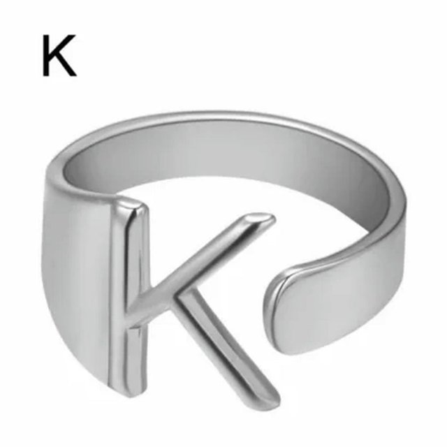 CUITING Fashion Adjustable Initial Alphabet Letter A-Z Ring Finger Rings Women Jewellery-Silver C
