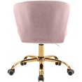 thumbnail image 3 of Meridian Furniture Finley Chaise de Bureau Pivotante Réglable en Velours Rose et Or, 3 of 6