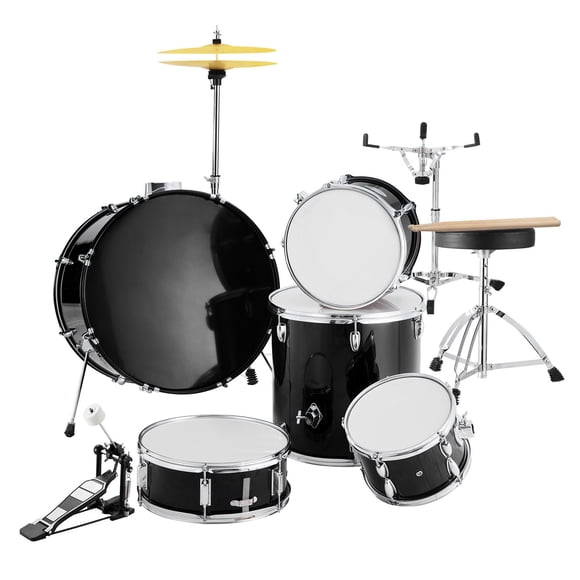 KFFKFF Mature Drum Set, Quintet, 22-inch Comprehensive Large Drum Ensemble with Bass, Toms, Snare, Ground Drum, Modifiable Stool, Stands, Cymbal, Hi-Hat Pedal, and Drumsticks