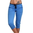 thumbnail image 2 of AherBiu Capri Pants for Women Stretch Low Rise Drawstring Yoga Sweatpants Comfy Summer Joggers Cropped Pants, 2 of 5