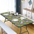 thumbnail image 2 of Boho Elastic Fitted Tablecloth, Flowers Rectangle Table Cover, Waterproof Table Cloth for Outdoor Picnic Camping Parties, 24x48 Inch, 2 of 5