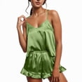 thumbnail image 1 of Kcodviy Pyjama de Nuit pour Femmes en Satin de Soie à Volants Ensemble de Pyjamas pour Femmes Ensemble de Shorts Ensemble de Pyjama Boutonné pour Femmes Pyjama en Satin Shorts Ensemble de Chemise de Pyjama pour Femmes Tenue de Nuit Ensemble de Pyjamas, 1 of 6
