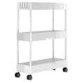 thumbnail image 2 of Three-Layer Movable Narrow Storage Rack with Pulleys, Thick Plastic, 40cm x 12cm x 62cm, Adjustable Partitions, Brake Lock, for Bathroom and Kitchen Crevices, 2 of 6