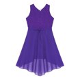 thumbnail image 4 of Oyolan Robe de Demoiselle d'Honneur Sans Manches à Paillettes avec Strass en Chiffon pour Enfants Robe de Bal de Mariage Violette 12, 4 of 7