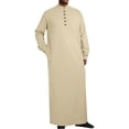 thumbnail image 2 of Men's Middle Arabic Style Long Sleeve Button Robe for Men with Side Slits and Pocket - Classic Dress Shirt Suitable for Casual and Formal Occasions, 2 of 4