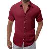 Kaemgyyd Men's Button down Shirts Short Sleeve Casual Collared Loose Fit Tops Solid Color Textured Beach Summer Breathable Tees