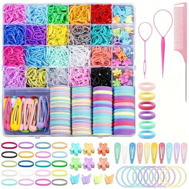 CHUANK 1543/1544-Piece Hair Accessory Set Elastic Bands Cotton Hair Ties Styling Tools Butterfly Clips - Curl Enhancing Unscented Normal Hair-Compatible Versatile Hair Styling Kit